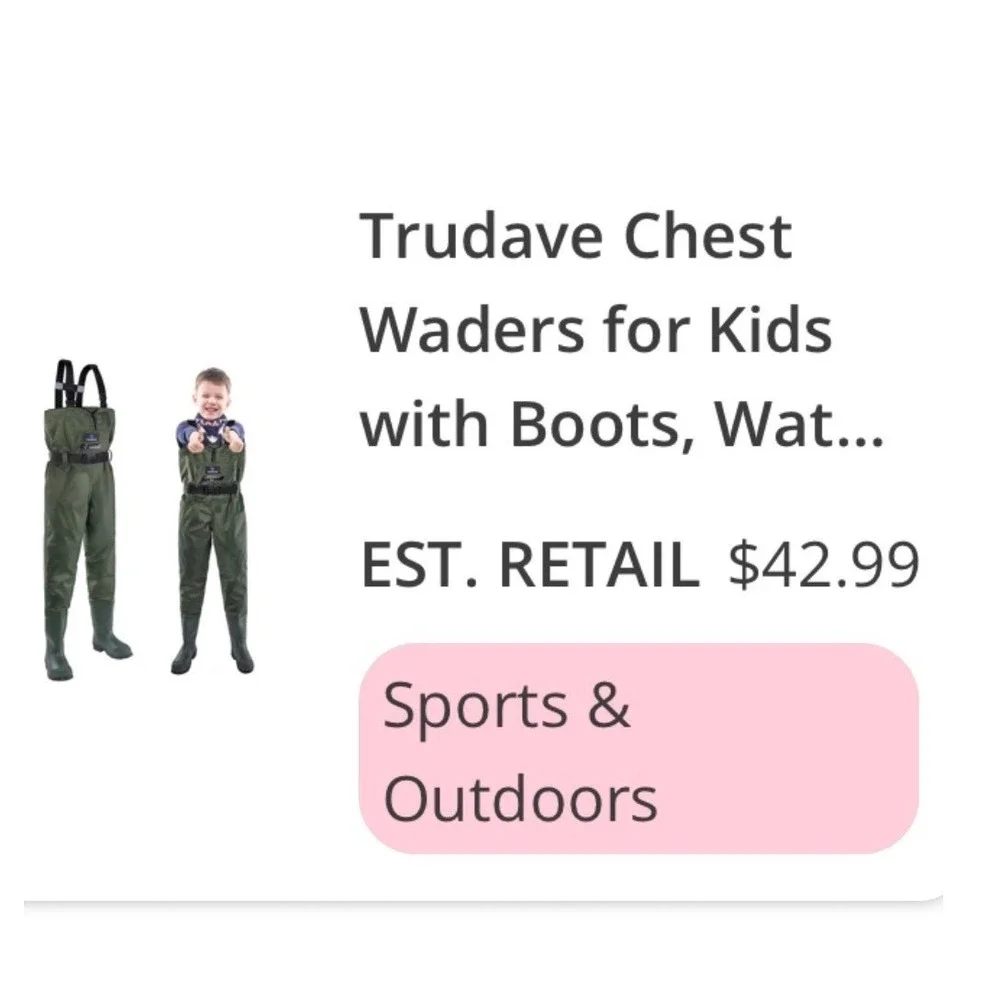 Trudave Chest Waders Kids Size 6/7 Green New Waterproof Fishing Boots Suspenders